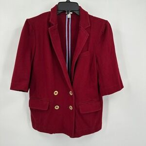 J Crew Womens Old Money Blazer Sz M Minimalist Preppy Red Double Breasted Jacket